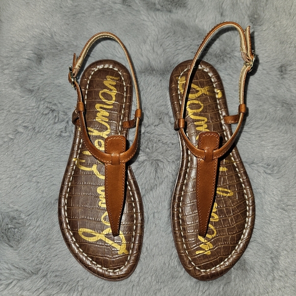 NEW! Sam Edelman Sandals Women's Size 7 Brown Leather Gigi Flats Boho NIB - Picture 2 of 13